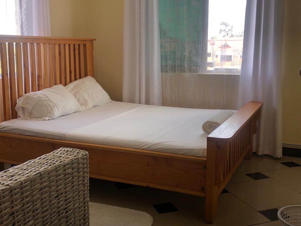 One bedroom with two beds